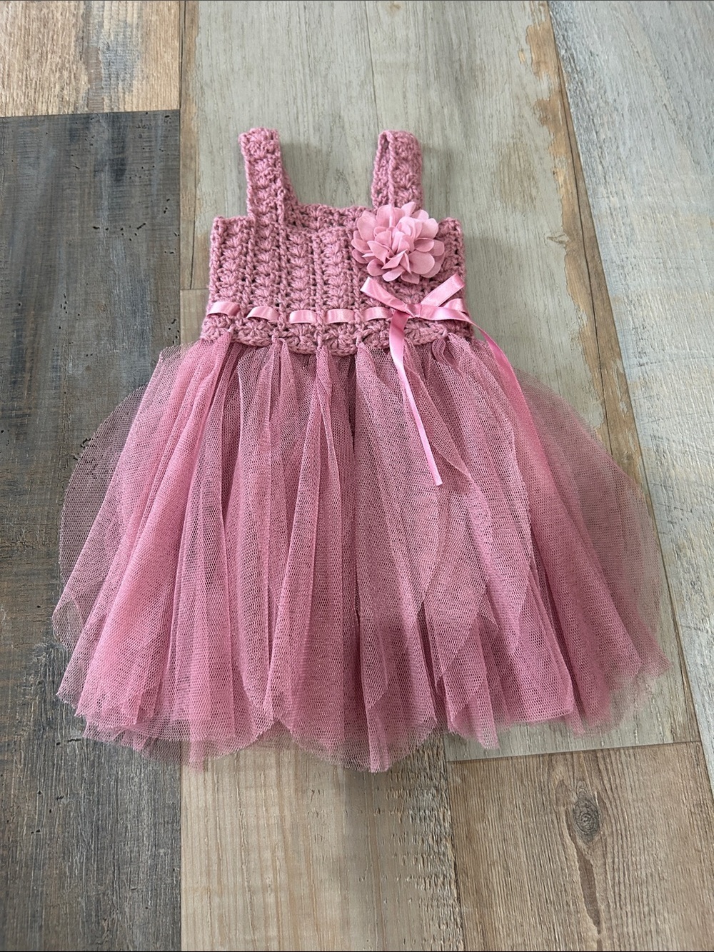 Elly & Emmy Baby Girls Pink Tulle Flower Dress Sleeveless Party Dress 0-6M